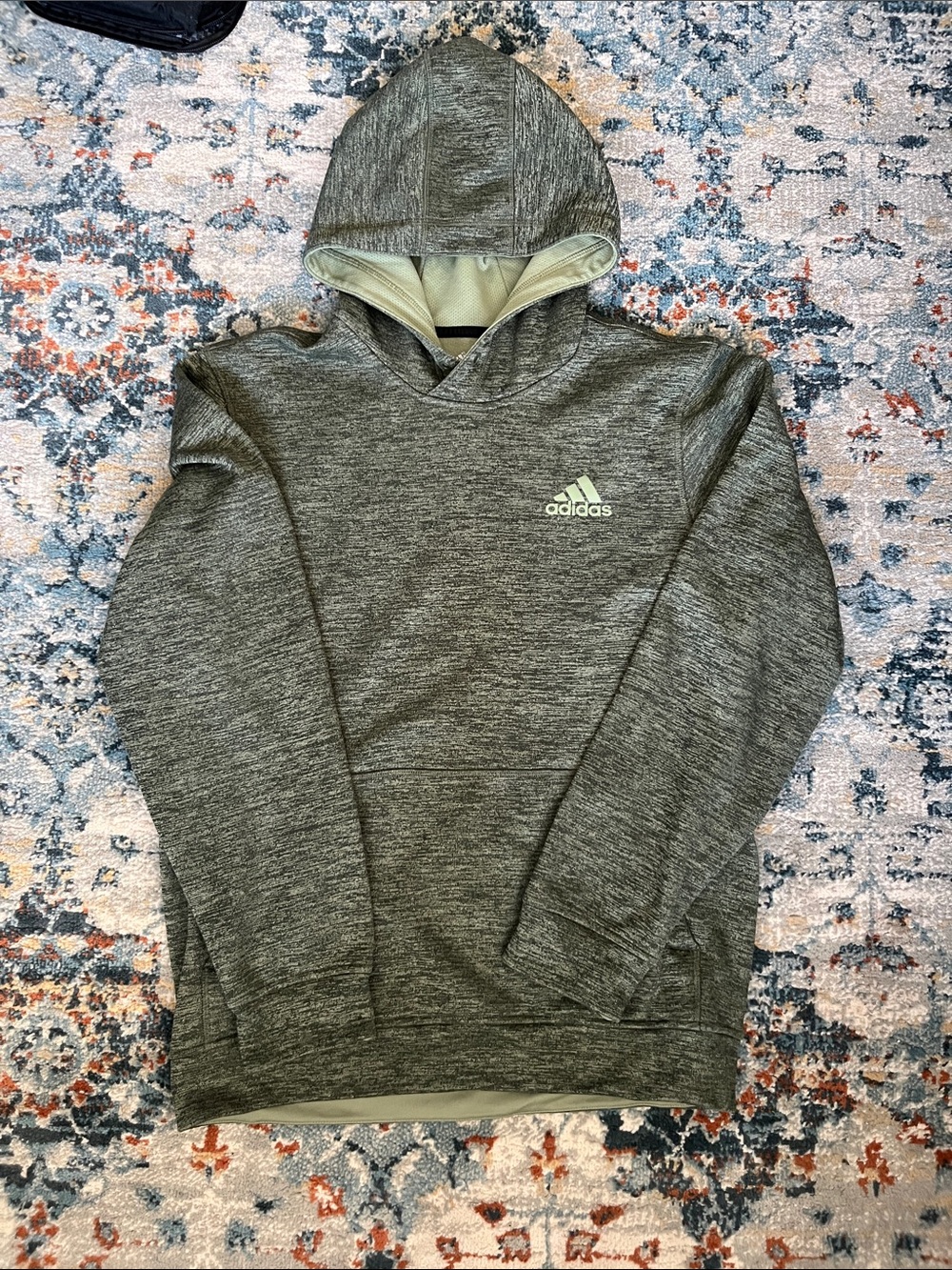 Adidas women’s Heather Gray green Pullover Hoodie